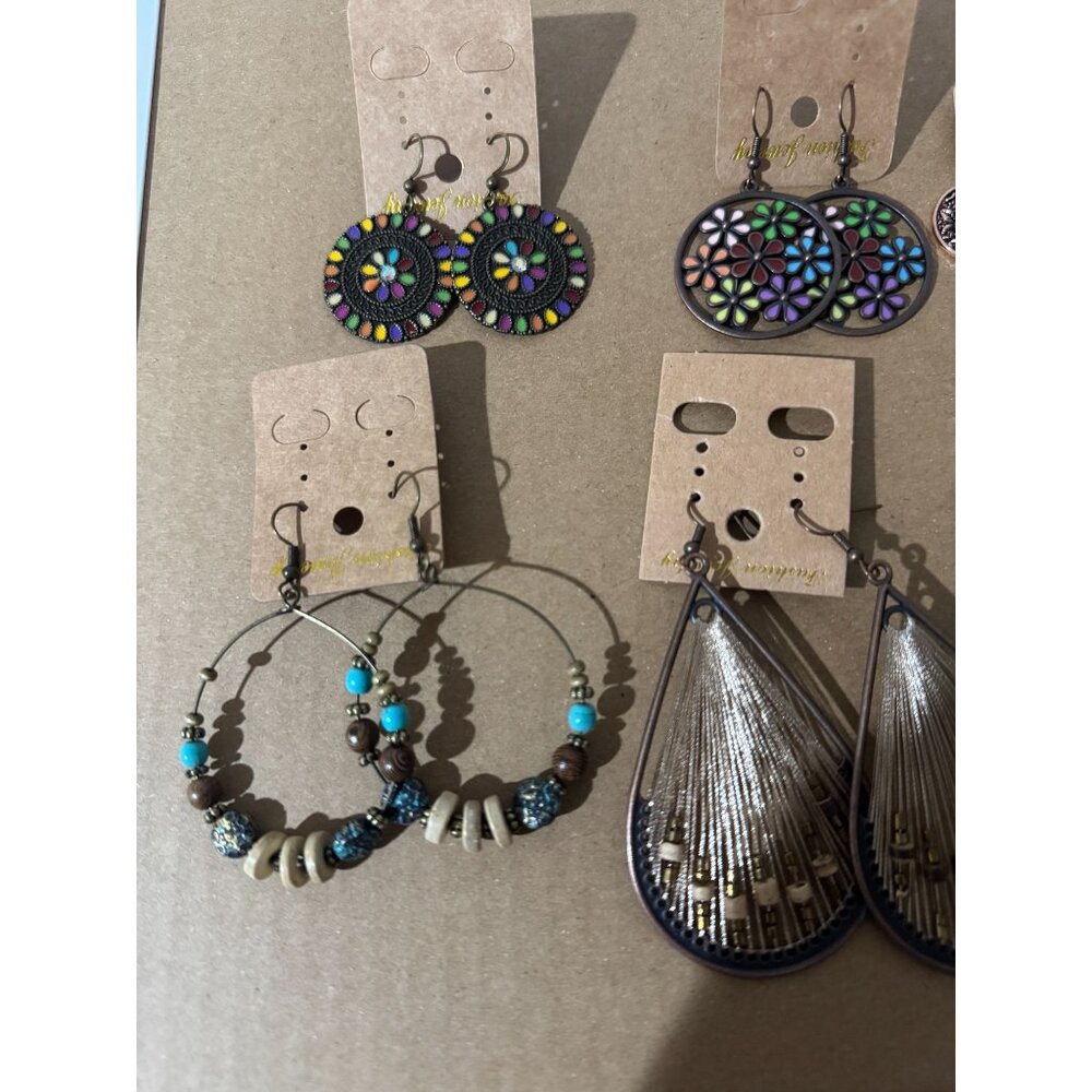 Beonon  Vintage Boho Dangle Earrings Set 7 Pairs  – Hollow Leaf & Heart Drop